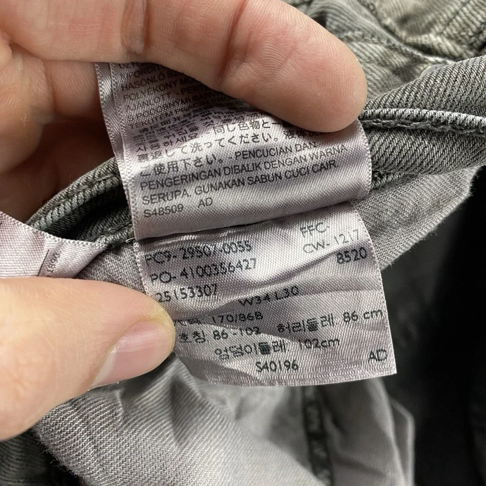 Levis 502 Taper Fit Jeans‎ Mens 34x30 Gray Mid Rise